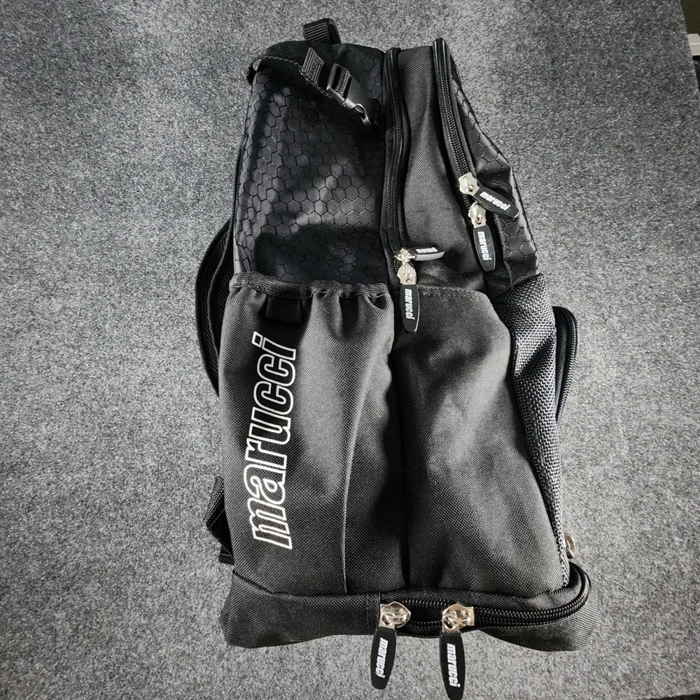 Marucci Trooper Bat Pack Backpack Unisex Large Black Honeycomb Baseball Bag